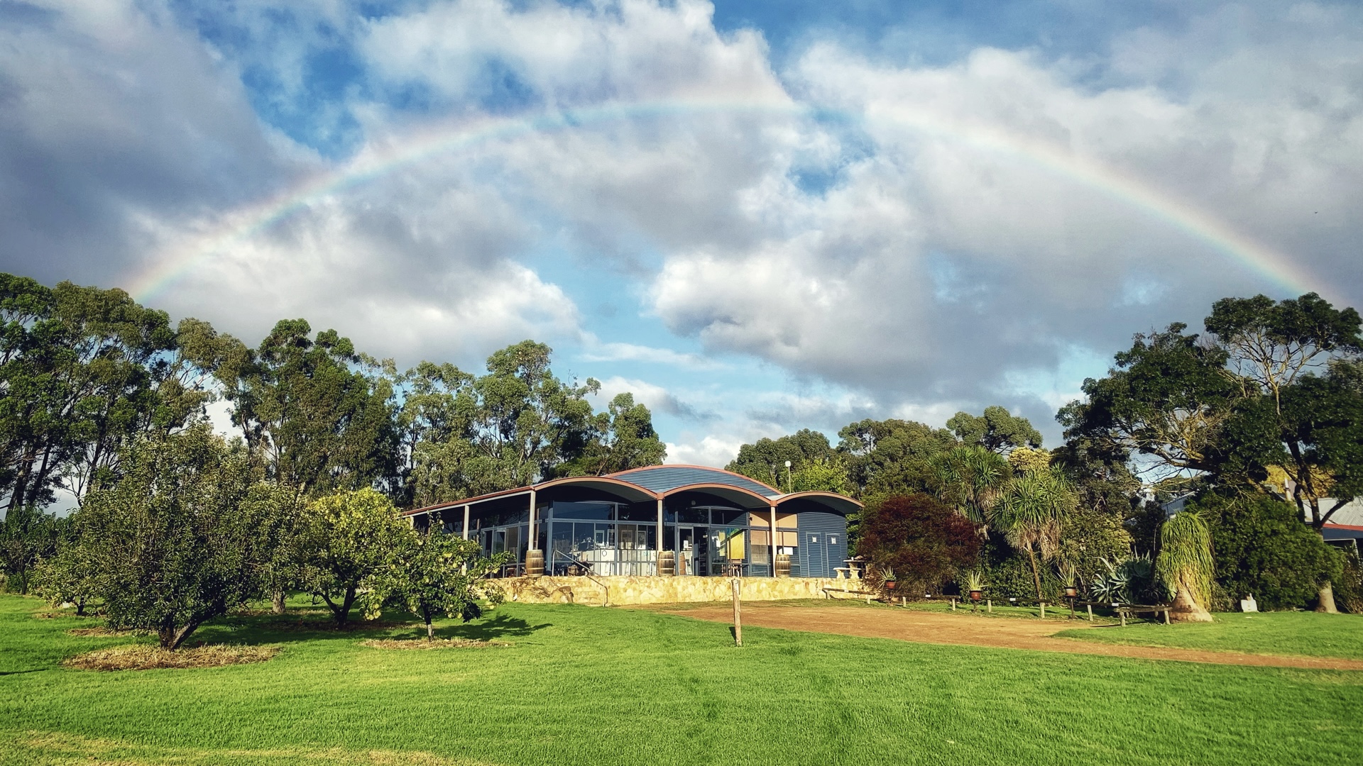 Cellar door with rainbow